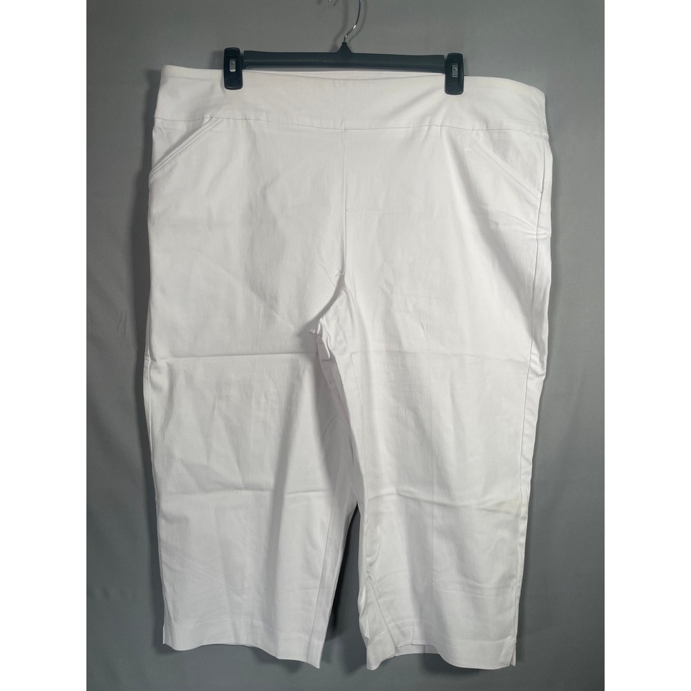 Worthington Woman White Ankle Pants Plus Size 3X New 197752W Stretch Pull On